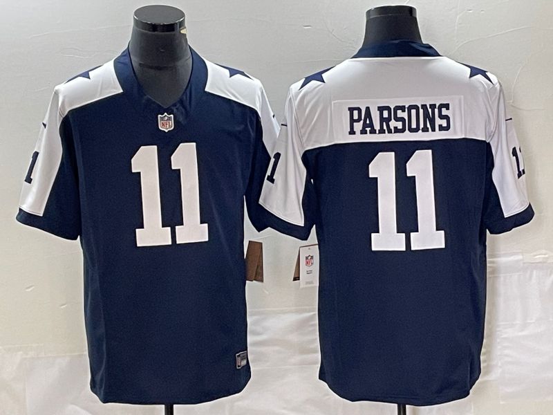 Men Dallas Cowboys 11 Parsons Blue 2023 Nike Vapor Limited NFL Jersey style 1
